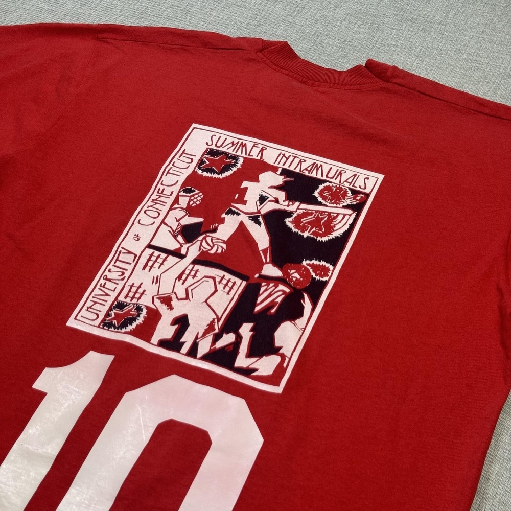 Fruit Of The Loom Vintage Connecticut Recreation T-Shirt Mens XL Red Crew Neck